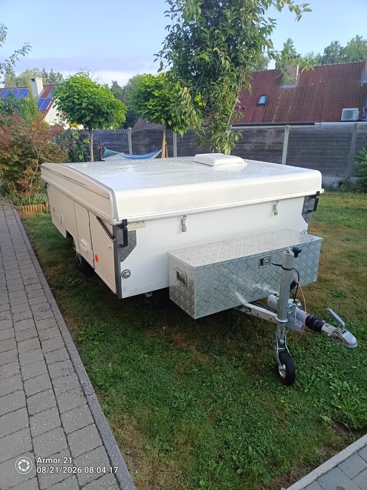 caravane pliante en polyester type CC 31 blanc/gris argenté, Caravanes & Camping, Enlèvement, Gris, Jusqu'à 3