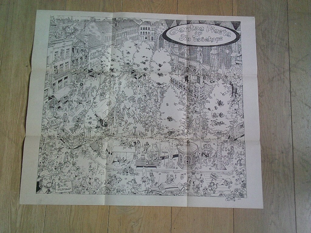 Buth . Grote poster Gense fieste op Sin Tsoakop, Verzamelen, Stripfiguren, Ophalen of Verzenden