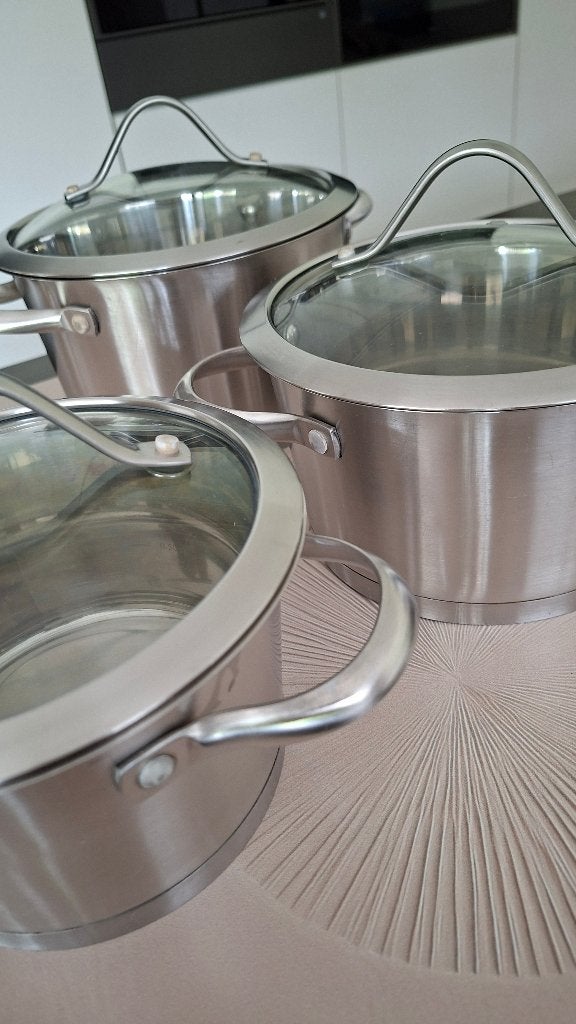 Set van 3 kookpotten Nameta (Berghoff), Huis en Inrichting, Keuken | Potten en Pannen, Inox, Ophalen of Verzenden, Zo goed als nieuw