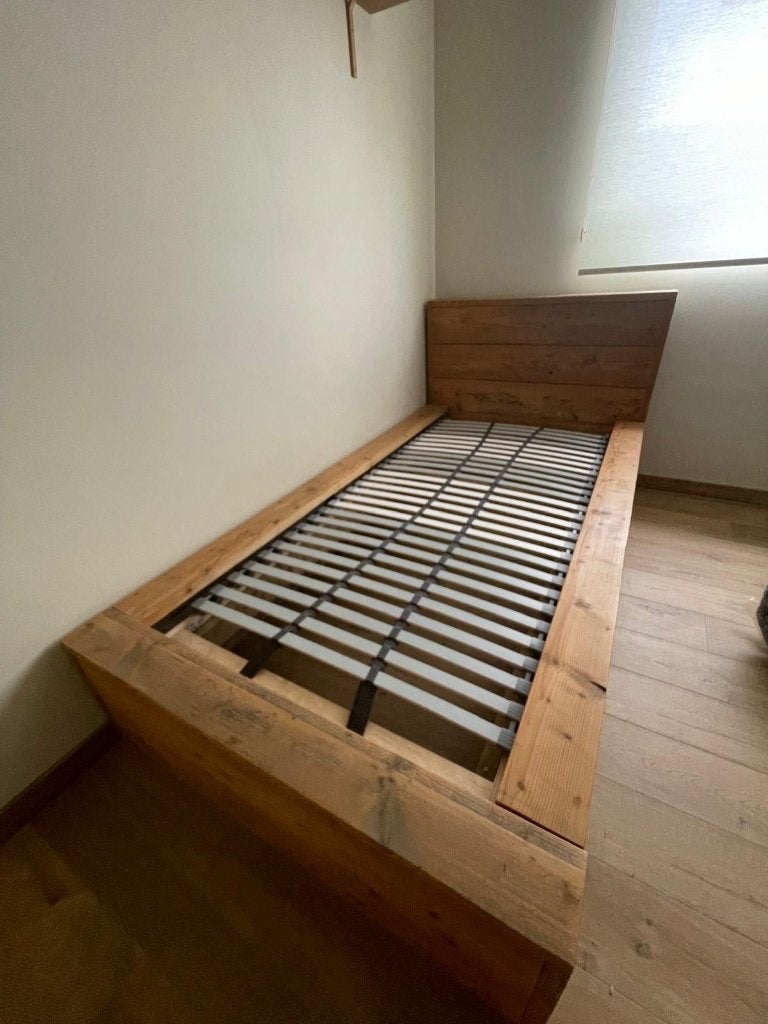 1-persoonsbed steigerhout, Maison & Meubles, Chambre à coucher | Lits, Utilisé, Une personne, 120 cm, 220 cm, Bois d'échafaudage