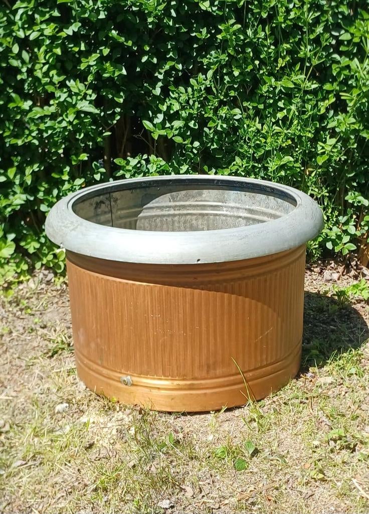 Grote koperkleurige ton bloempot, Tuin en Terras, Ophalen of Verzenden