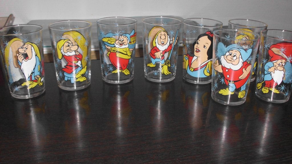 Sneeuwwitje vintage met de Smurfen glazen, Verzamelen, Ophalen of Verzenden