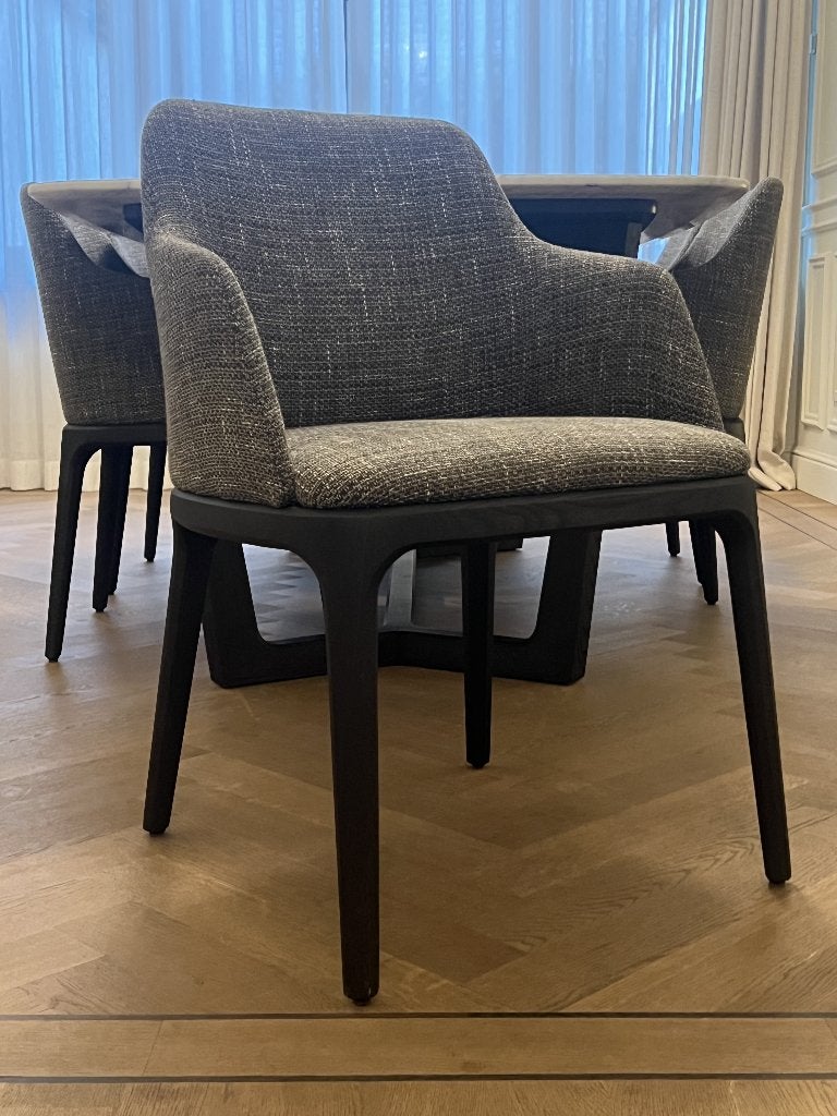 Poliform tafel 'Concorde' + 6 poliform stoelen, Ophalen, Zo goed als nieuw, Modern, design, 4 tot 6 stoelen