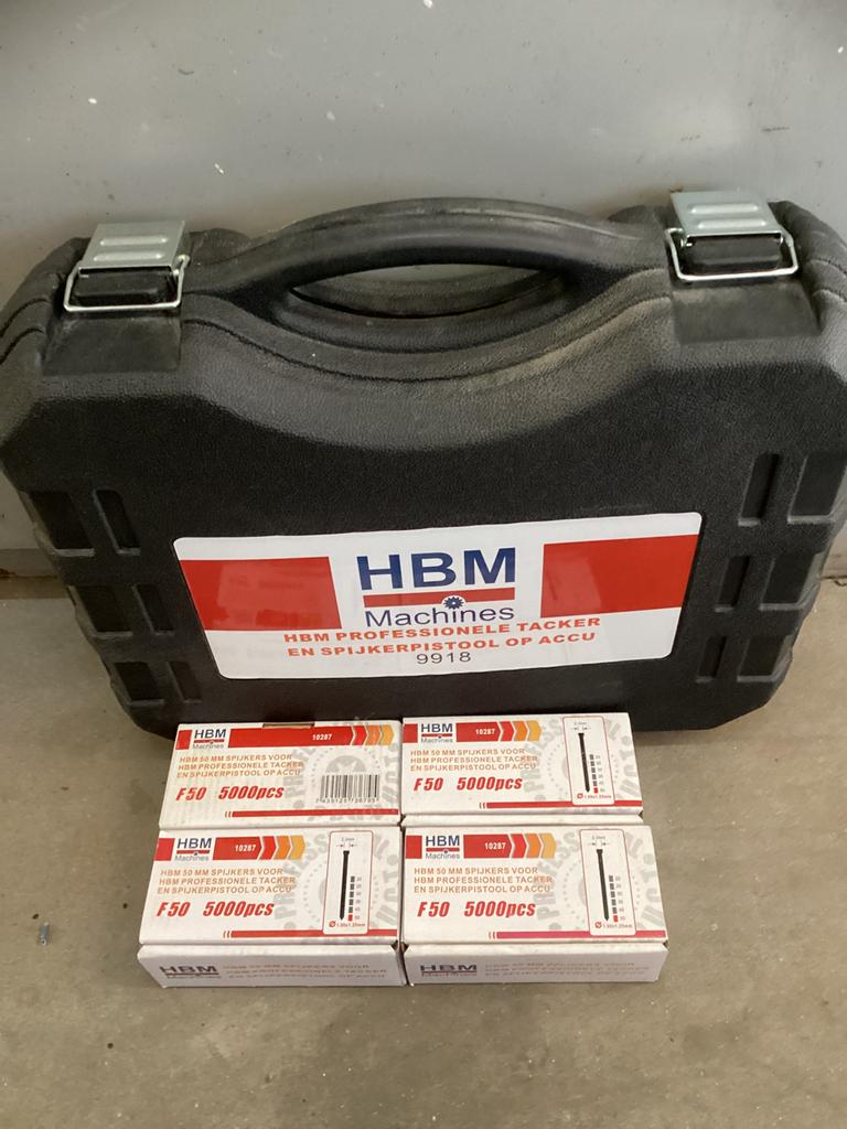 HBM Spijkerpistool, tacker, nagelpistool, Doe-het-zelf en Bouw, Ophalen, Zo goed als nieuw