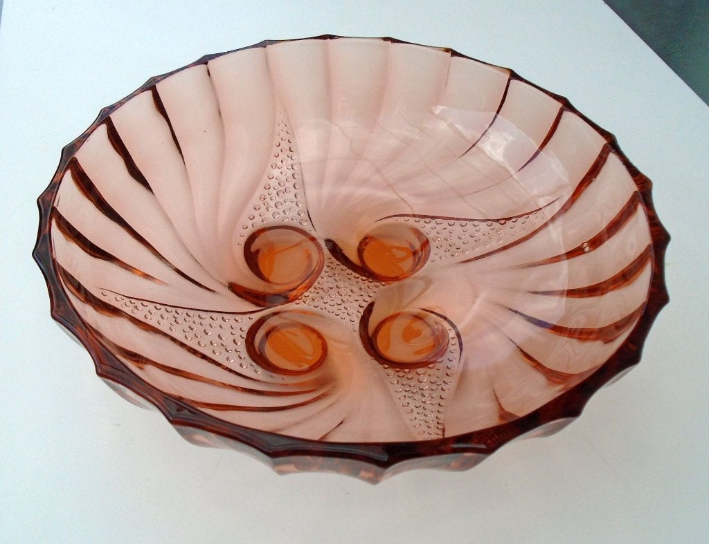 Art deco schaal kleur rosaline, Ophalen of Verzenden