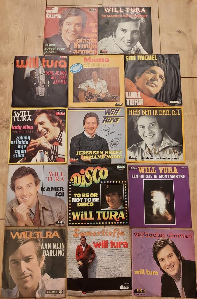 14 gesigneerde singles van Will Tura, Cd's en Dvd's, Vinyl | Verzamelalbums, Ophalen
