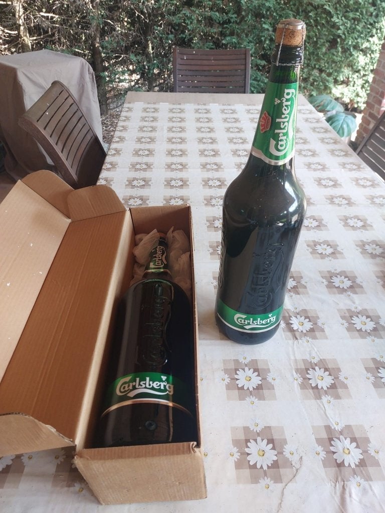 Flessen Carlsberg 3 liter, Verzamelen, Biermerken, Ophalen of Verzenden, Zo goed als nieuw, Flesje(s), Overige merken