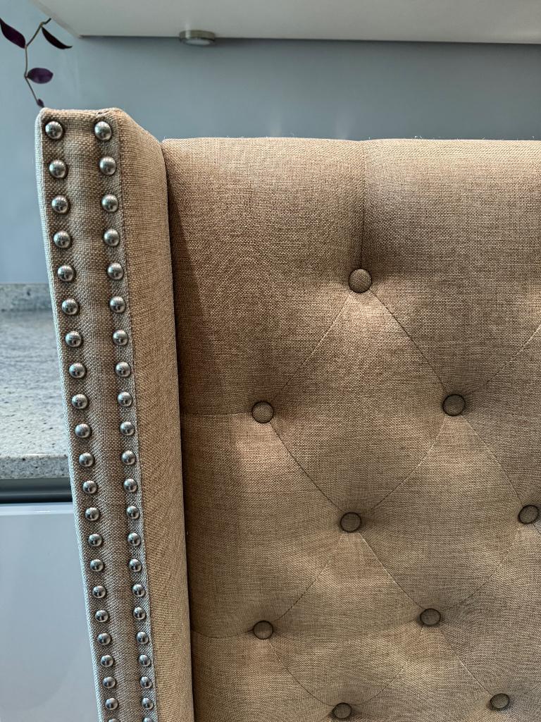 Hoofdeinde bed, Huis en Inrichting, Slaapkamer | Bedden, Zo goed als nieuw, Tweepersoons, 160 cm, Stof, Beige, Ophalen