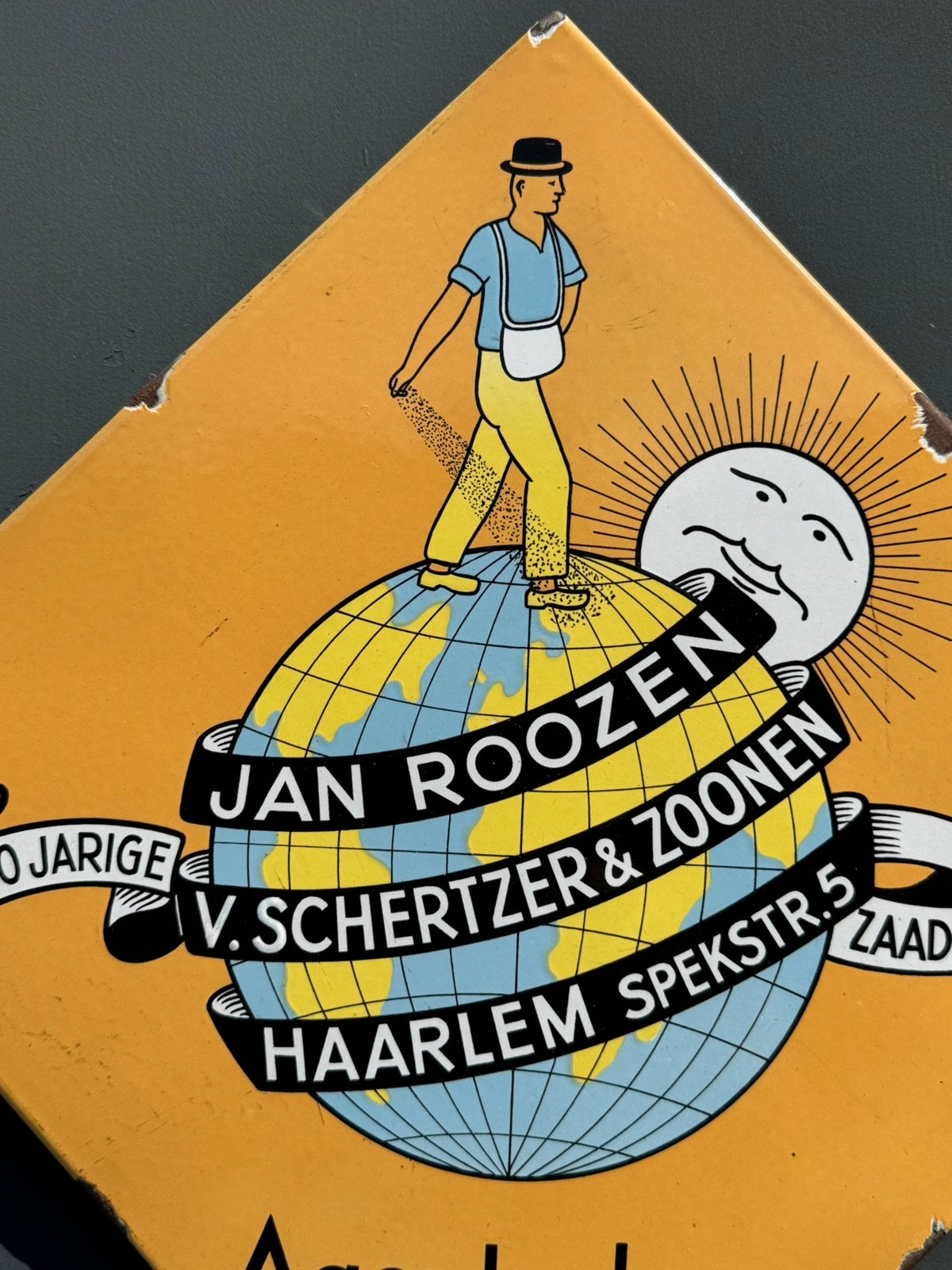 Jan Roozen emaille reclamebord, Ophalen of Verzenden, Gebruikt, Reclamebord