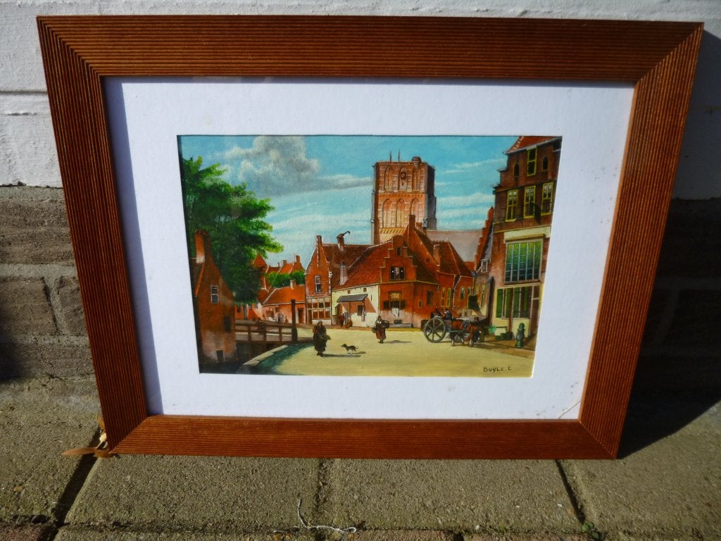 Schilderij : Rotterdam 1700-1800., Antiquités & Art, Art | Peinture | Classique, Enlèvement, Sous verre