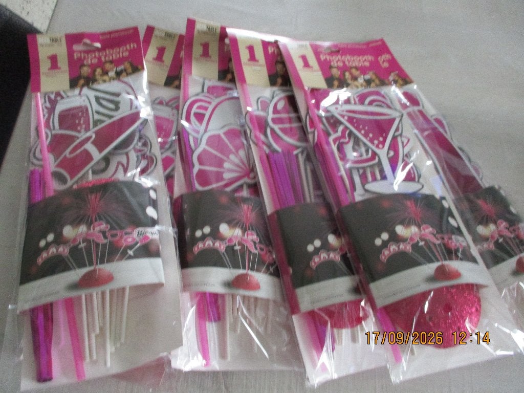 6 kits  de photobooth de table de couleur rose fuchsia, Divers, Enlèvement ou Envoi, Neuf