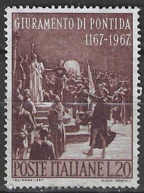 Italie 1967 - Yvert 983 - Le Serment de Pontida - 20 l. (ST), Timbres & Monnaies, Timbres | Europe | Italie, Envoi, Affranchi