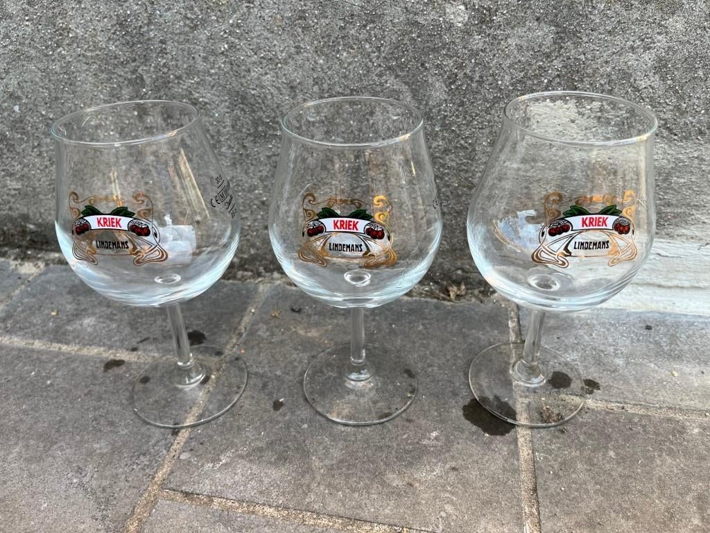 3 bierglazen Kriek Lindemans - 33cl, Verzamelen, Biermerken, Ophalen
