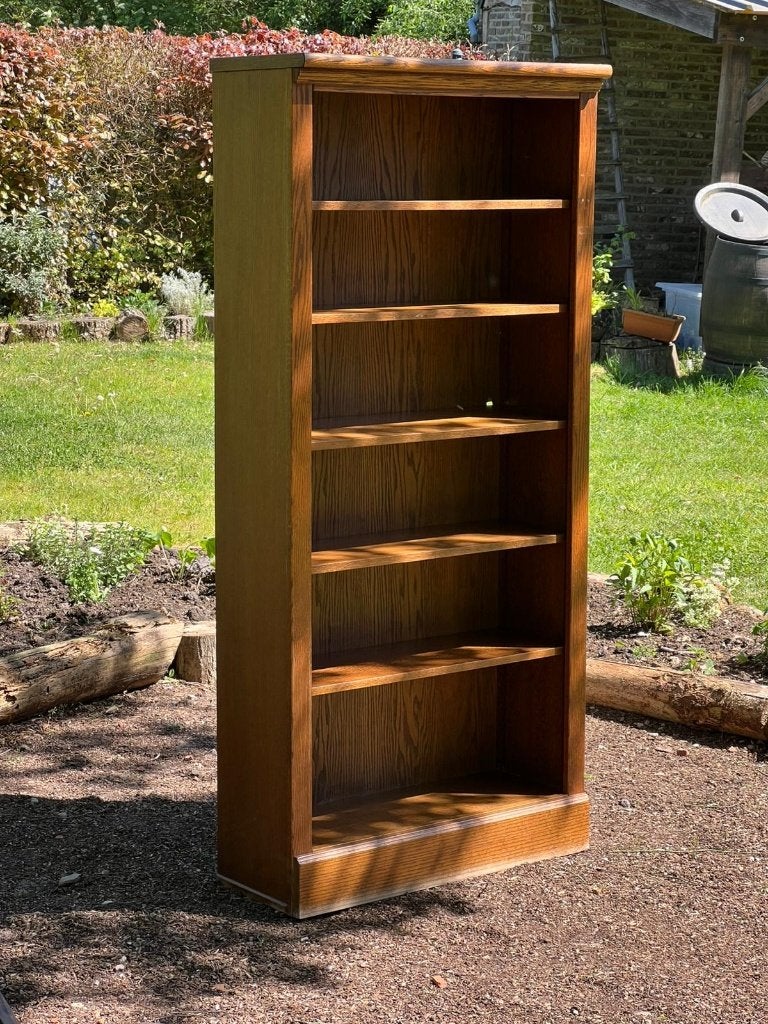 Hoge houten boekenkast / open kast – 185 cm, Ophalen, Gebruikt, Landelijk, Met lade(s)