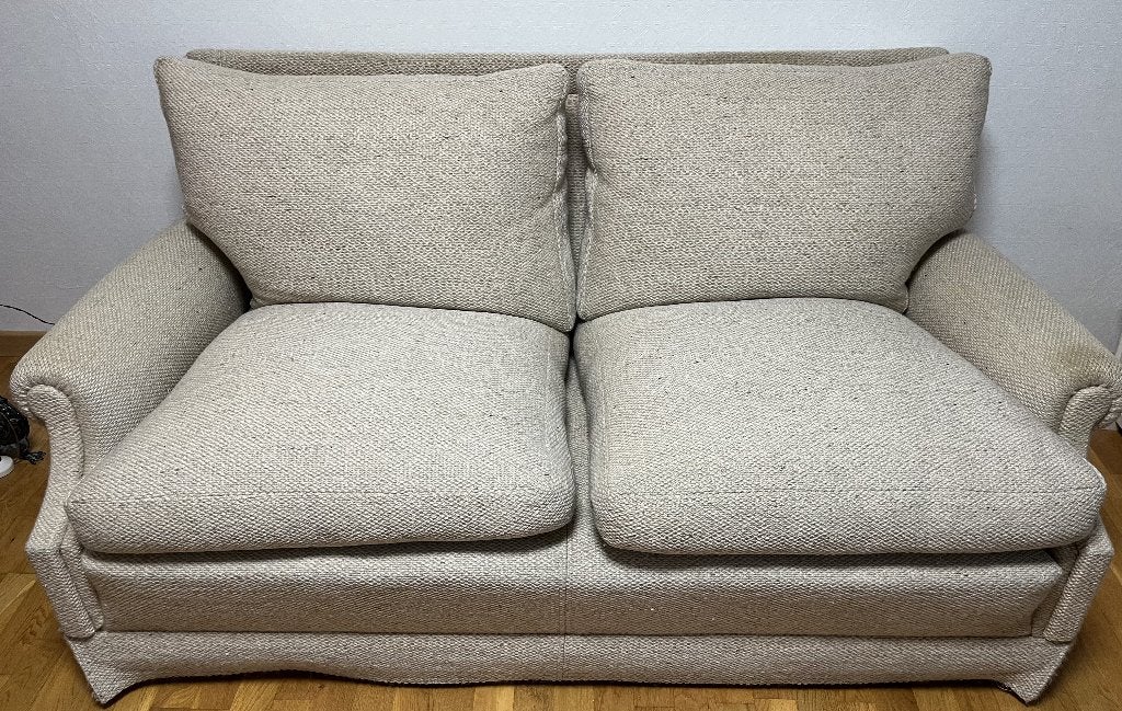 Canapé tissus pure laine Beige 2 places 1m50/90, Maison & Meubles, 75 à 100 cm, Vintage classique !, Bois, Enlèvement