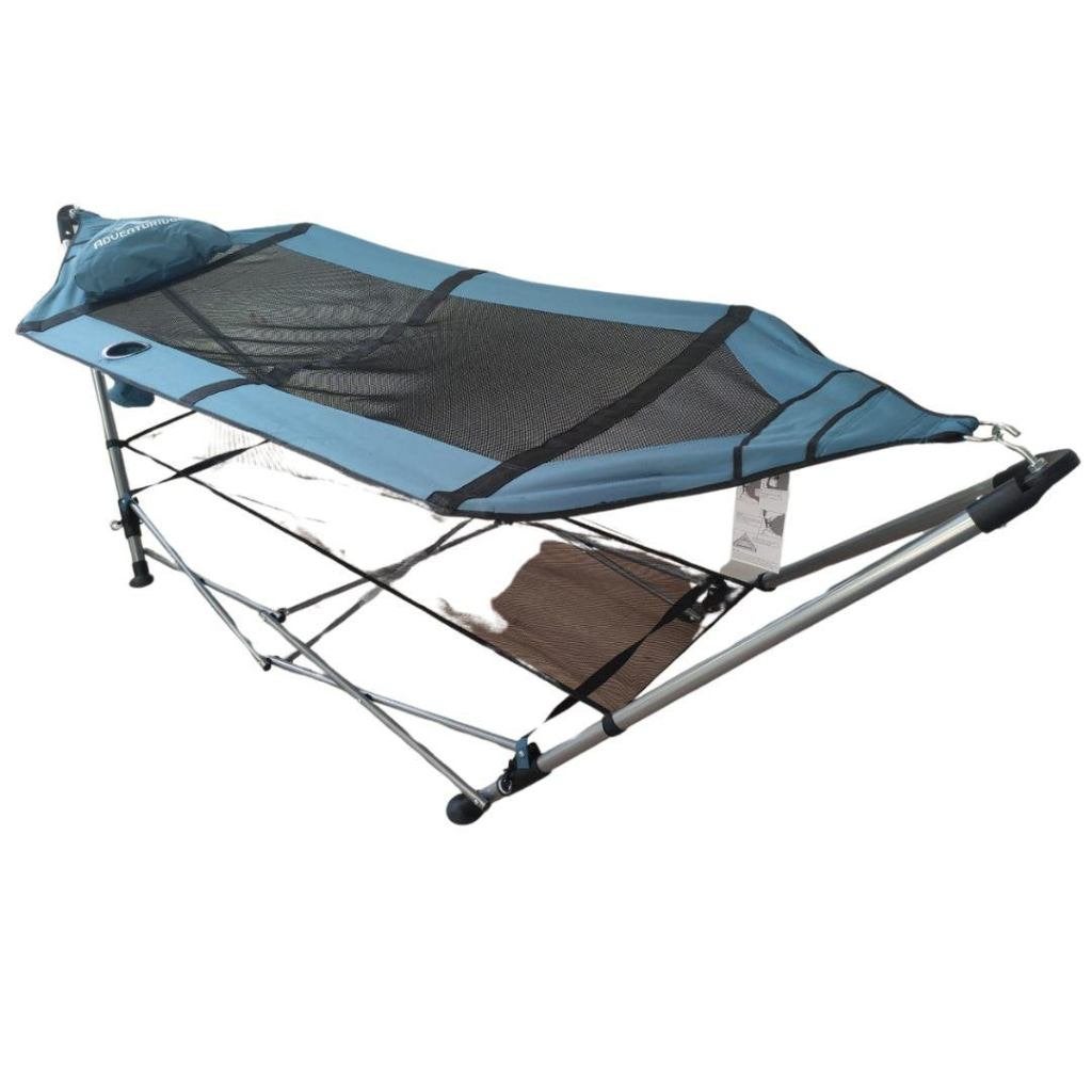 Hangmat met opvouwbaar frame voor binnen en buiten 1-persoon, Tuin en Terras, Met standaard, Nieuw, Ophalen of Verzenden, Eenpersoons