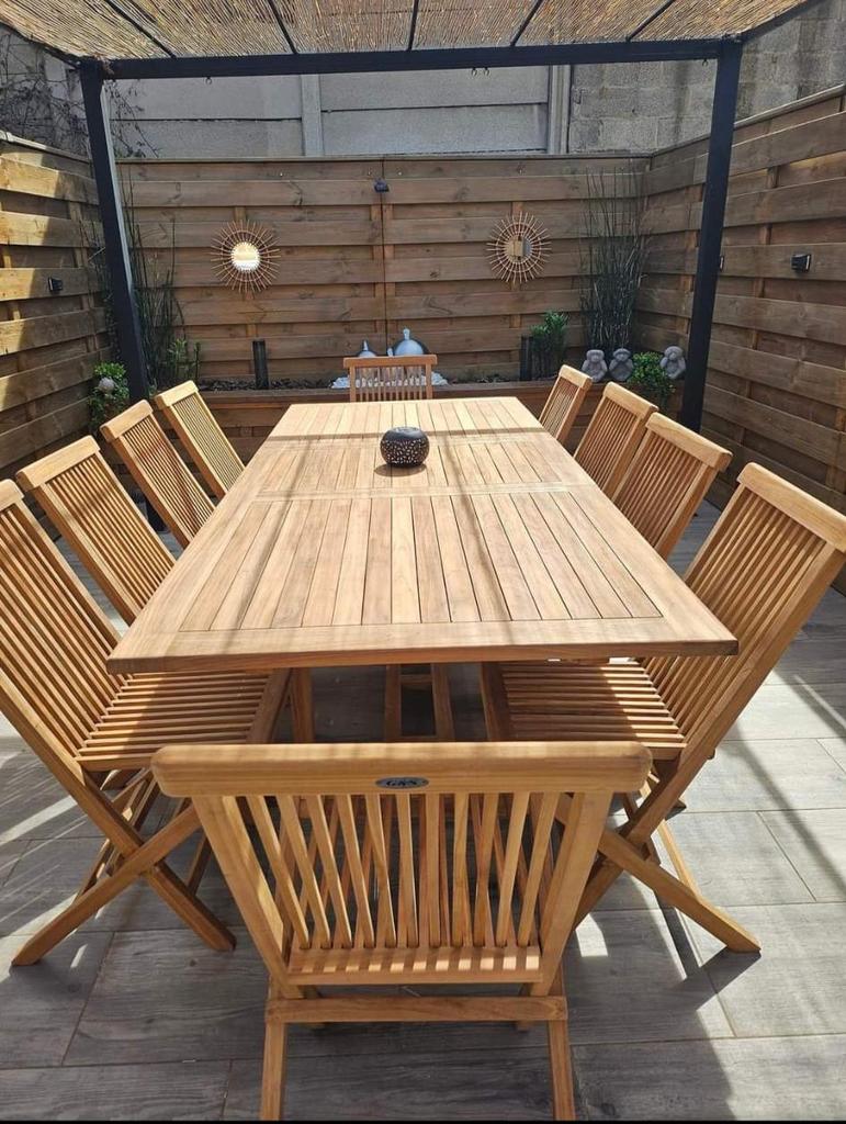 PROMO DEAL: Bespaar 50%! Tuinset incl. 6 stoelen!! 3 stuks, Tuin en Terras, Tuinsets en Loungesets, Nieuw, Tuinset, Hout, 6 zitplaatsen