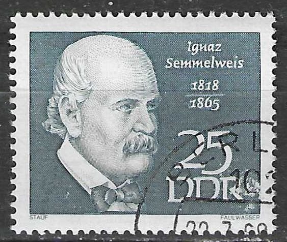 Allemagne RDA 1968 - Yvert 1083 - Ignaz Semmelweiss (ST), Envoi, RDA, Affranchi