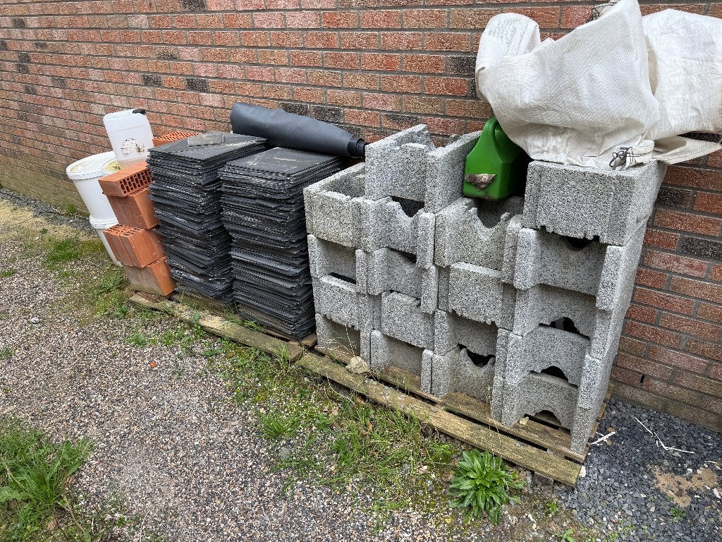 Betonstapelblokken, cementgevelleien, snelbouwstenen, Doe-het-zelf en Bouw, Metselstenen, Ophalen, Zo goed als nieuw, Bakstenen