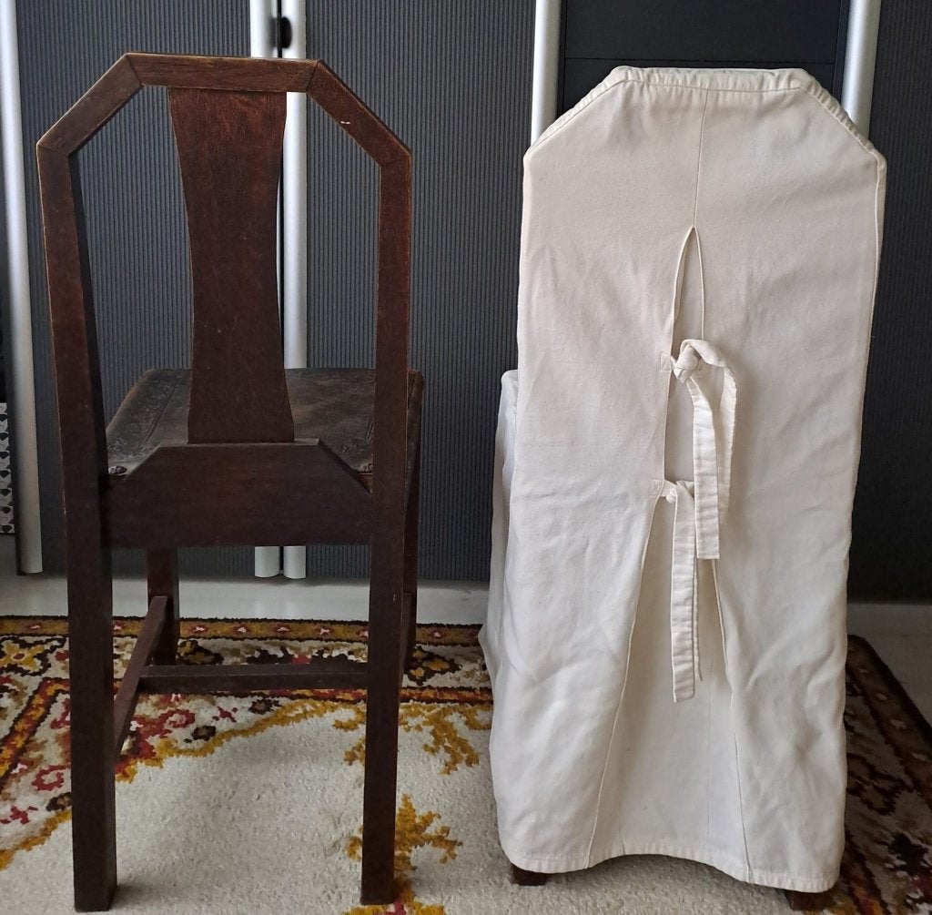 Set van 6 eiken eetkamerstoelen art deco / art nouveau, Ophalen