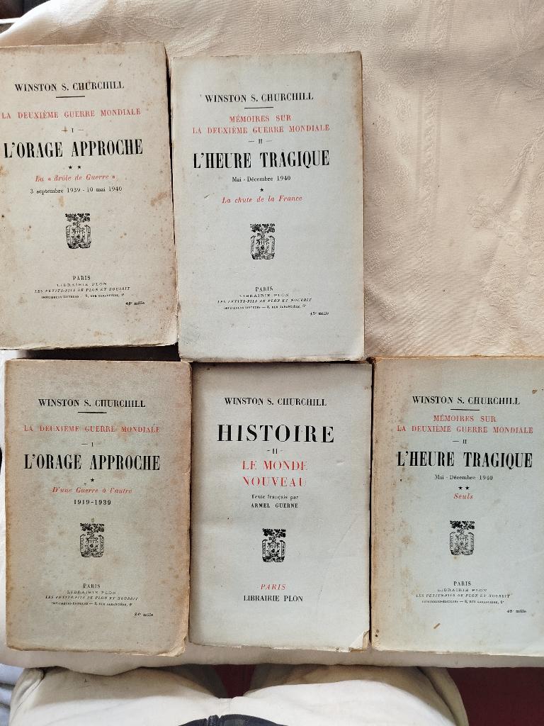 Lot de 5 livres Winston Churchill édité en 1948 et 1949, Enlèvement ou Envoi, Autres, Livre ou Revue