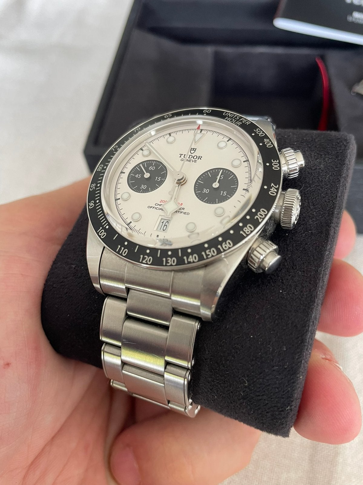 Tudor Black Bay Chrono ‘Panda’ - FULL SET, Handtassen en Accessoires, Horloges | Heren, Zo goed als nieuw, Polshorloge, Overige merken