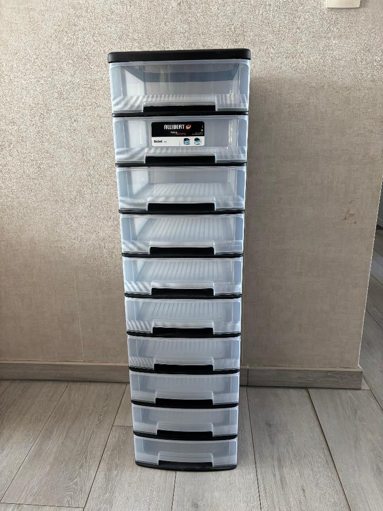 Allibert kunsstof opbergtoren  10 laden - zwart/transparent, Ophalen, 5 laden of meer, Zo goed als nieuw, Minder dan 100 cm
