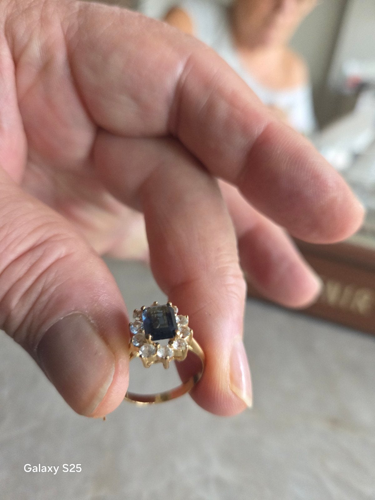 Mooie ring maat 57 blauwe safier en zirconium, Ophalen of Verzenden