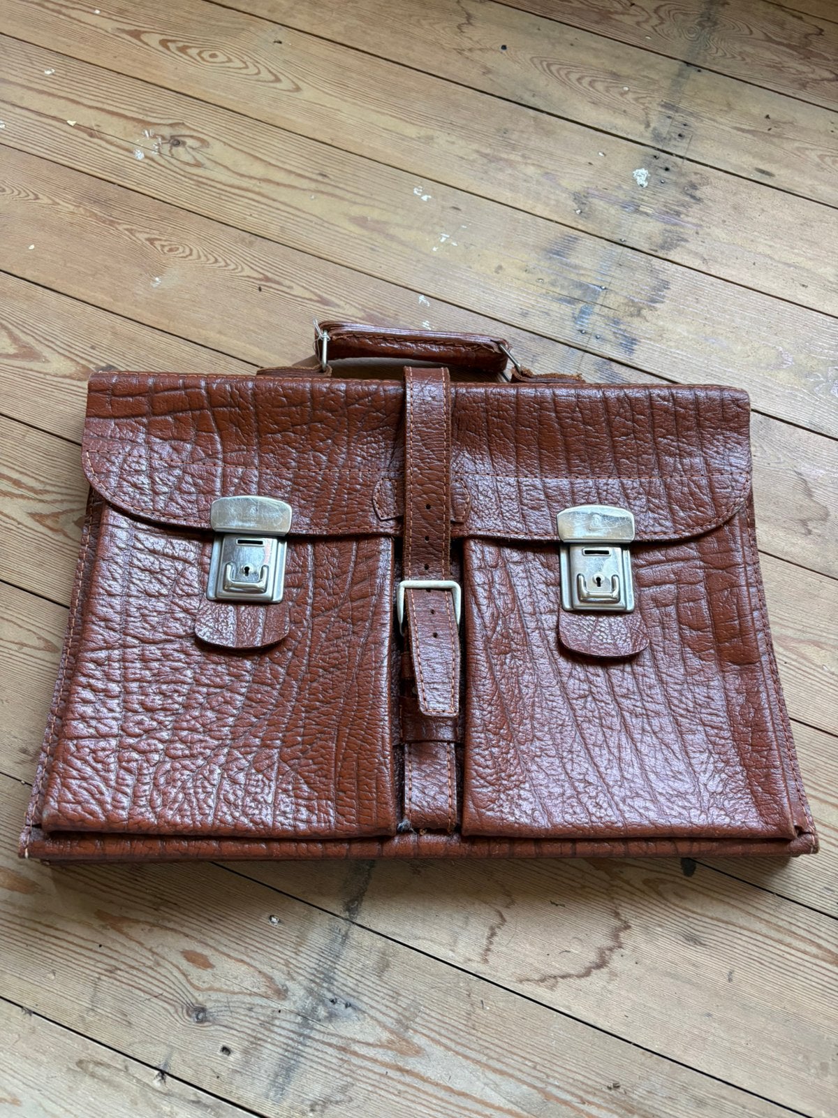 Vintage lederen tas bijna geen gebruikssporen, Ophalen, Zo goed als nieuw, Bruin