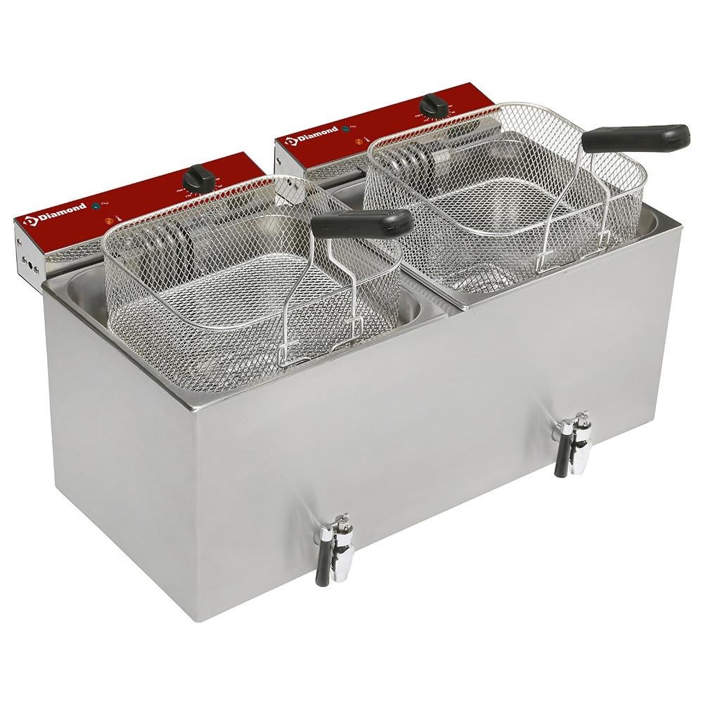 Friteuse de table électrique 2x 12 litres robinet de vidange, Envoi, Neuf, Article de fête