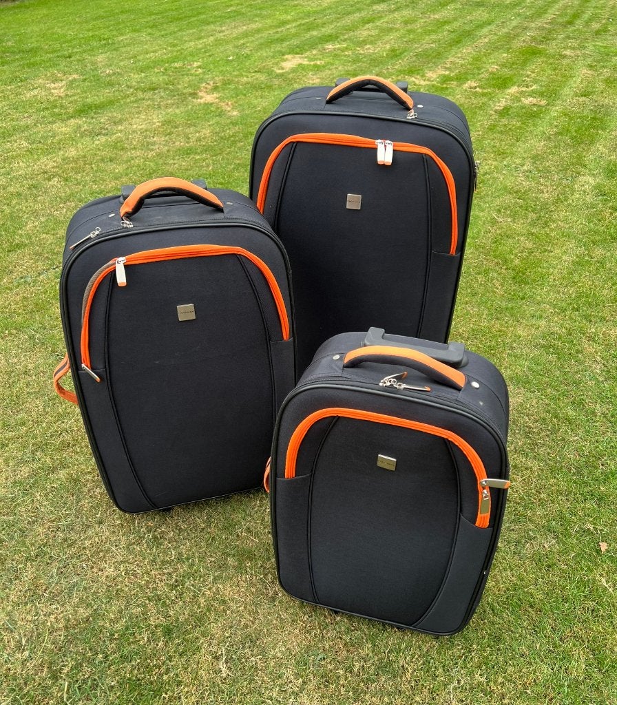 Lot de 3 valises gigognes noires et oranges - Très bon état, 35 à 45 cm, Enlèvement ou Envoi, 70 cm ou plus, Autres matériaux