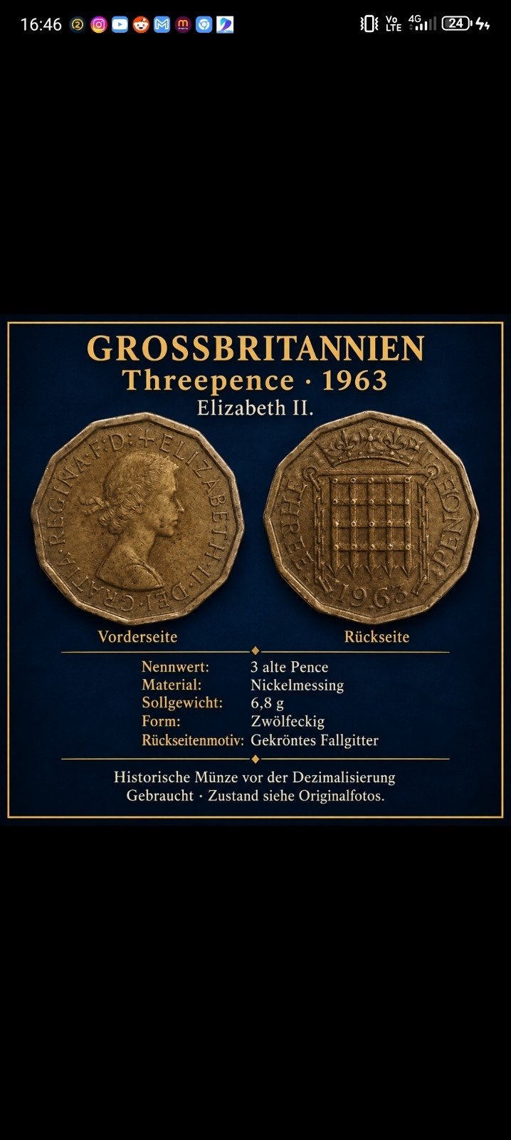 munt 1963 Elizabeth, Ophalen of Verzenden