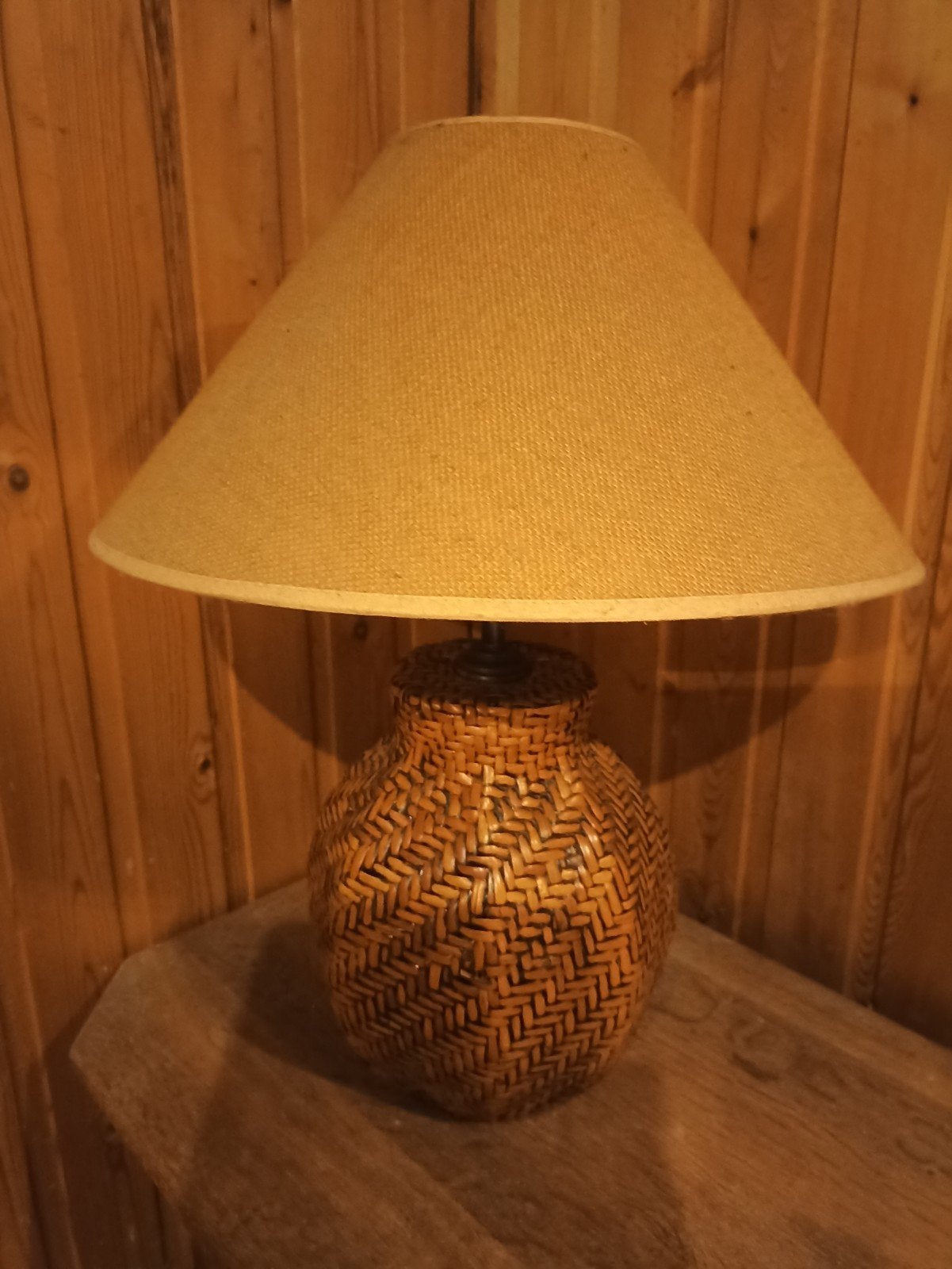 Tafellamp, Huis en Inrichting, Beige, Ophalen, Gebruikt, Natuurlijk materiaal