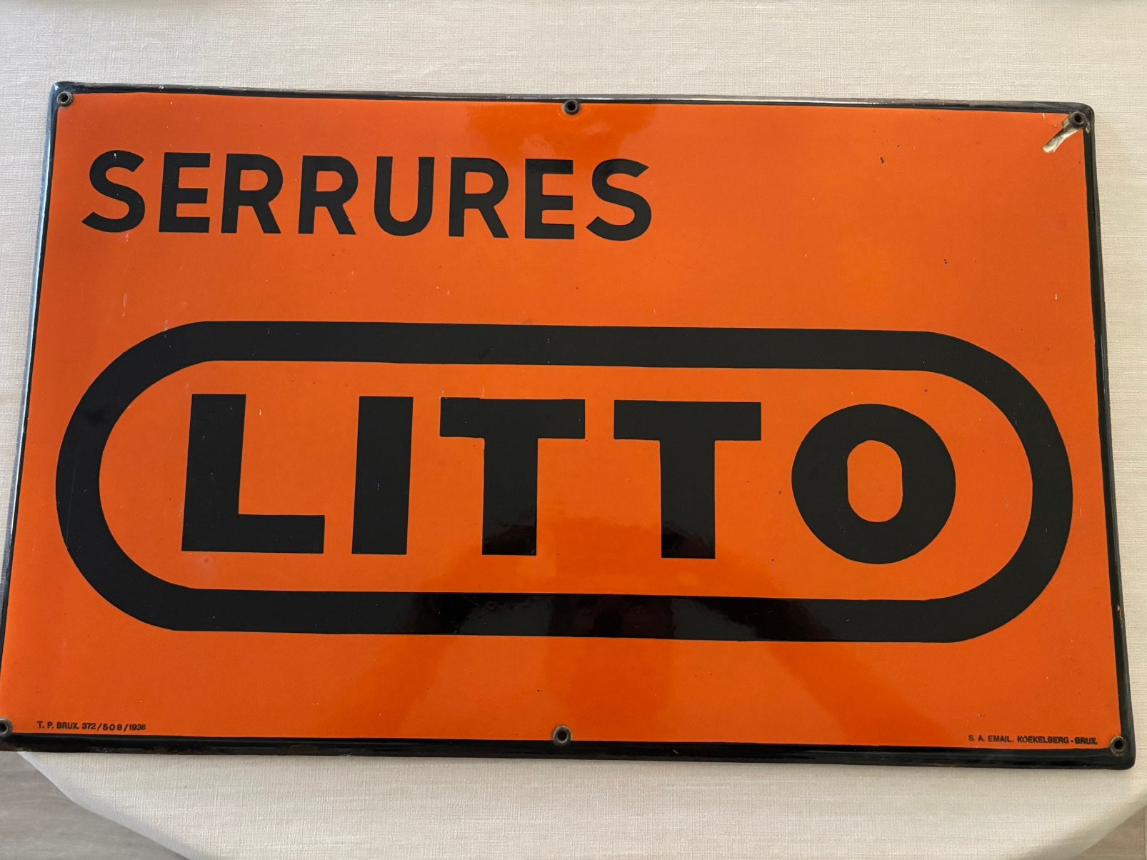 Emaille reclamebord LITTO – 1938 – Emaillerie Koekelberg, Auto diversen, Autostickers, Ophalen