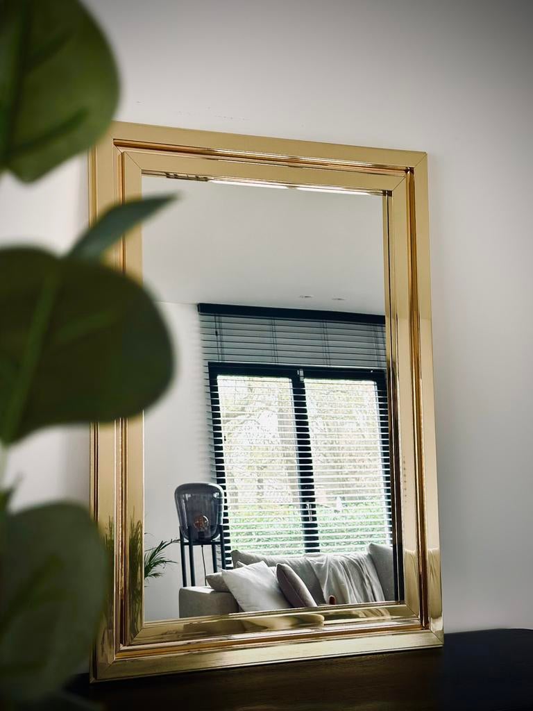 Golden vintage mirror, Ophalen, Zo goed als nieuw, Rond
