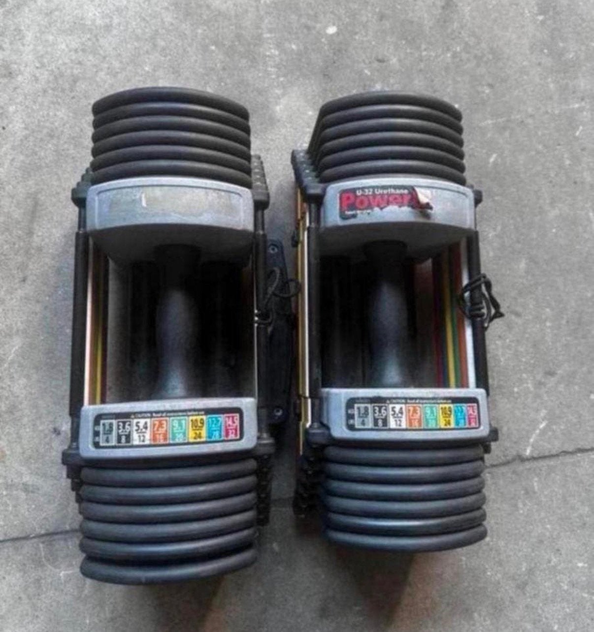 2x 14,5 Verstelbare Powerblocks Dumbbells, Sport en Fitness, Fitnessmaterialen, Ophalen, Gebruikt, Dumbbell