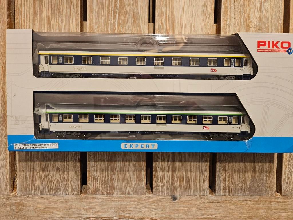 Piko 58653 set de 2 voitures Corail couchette SNCF, Gelijkstroom, Wagon, Zo goed als nieuw, Analoog
