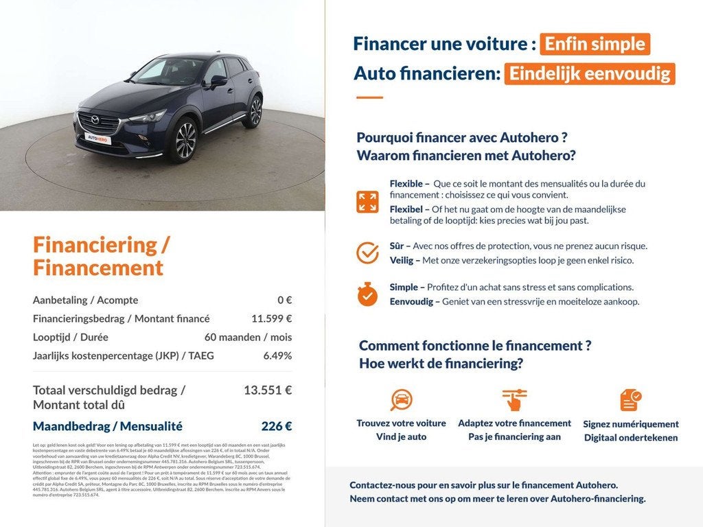 Mazda CX-3 2.0 Skyactiv-G Attraction (bj 2018), Auto's, Mazda, Voorwielaandrijving, 1998 cc, Gebruikt, Blauw