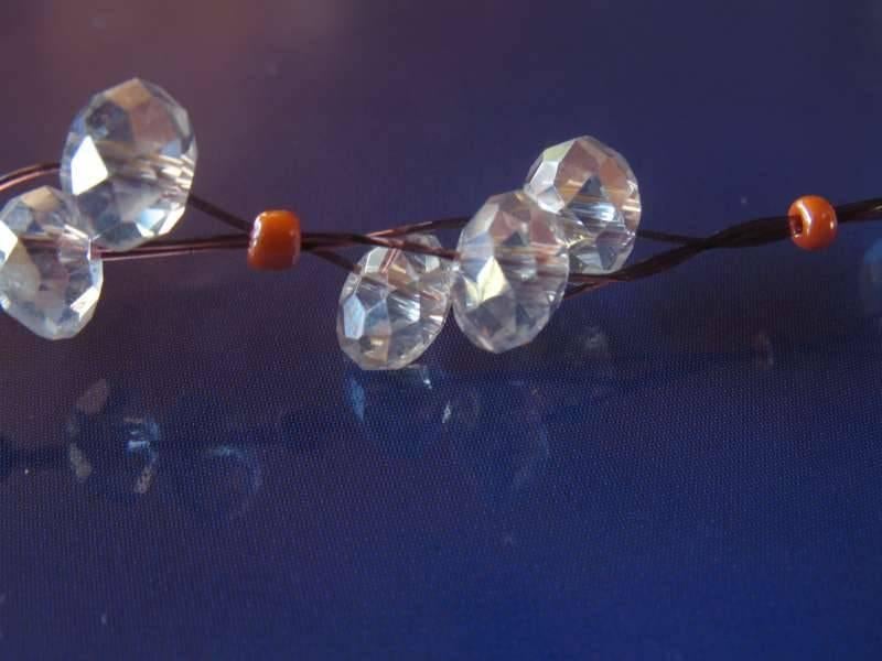 Fijn elegante ketting: kristal parels en oranje rocailles, Bijoux, Sacs & Beauté, Colliers, Neuf, Autres matériaux, Orange, Avec cristal