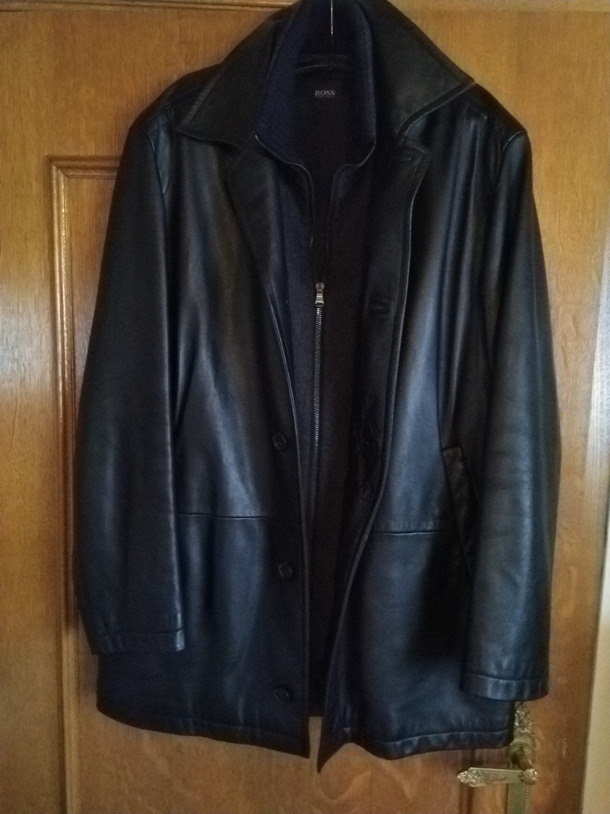 Veste cuir "Hugo Boss" XL (État neuf), Kleding | Heren, Jassen | Zomer, Ophalen, Zo goed als nieuw, Hugo Boss