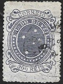 1 Postzegel Zuiderkruis Brazilië 1890, Enlèvement ou Envoi, Affranchi, Amérique du Sud