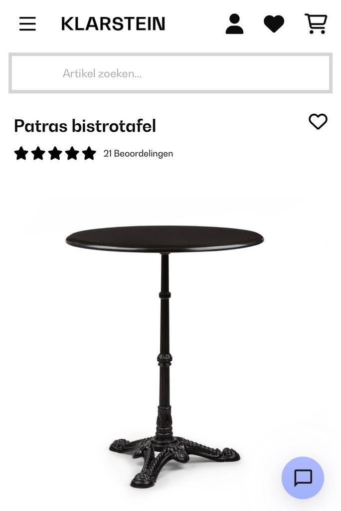 Bistrotafel marker zwart, Maison & Meubles, Enlèvement, Comme neuf