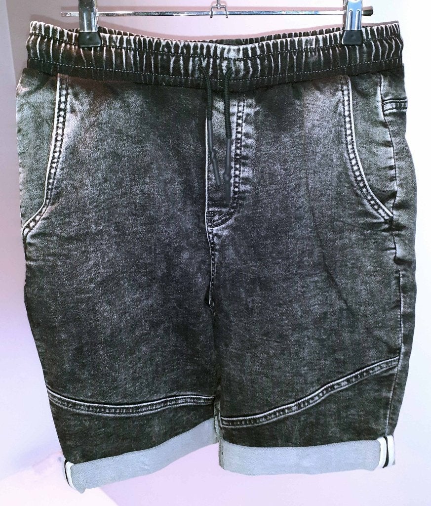 short heren jogg-denim zwart grijs acid wash Clockhouse S, Enlèvement ou Envoi, Neuf, Taille 46 (S) ou plus petite, Noir