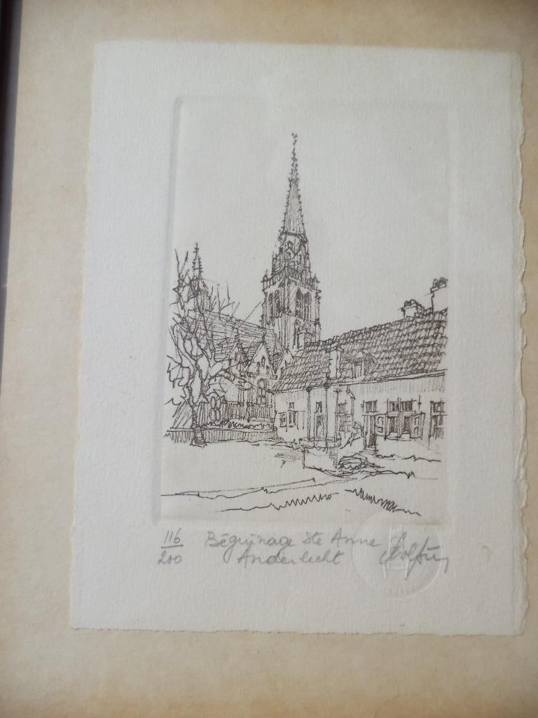 ets André Colpin Begijnhof Anderlecht béguinage Ste Anne, Enlèvement, Eau-forte, Numéroté