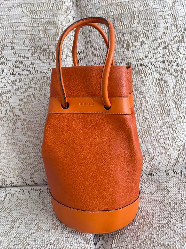 DELVAUX tas model Two oranje leer, Ophalen of Verzenden, Zo goed als nieuw, Oranje