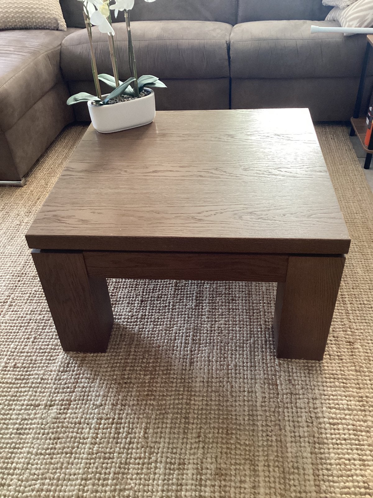 Volhouten vierkante salontafel, Ophalen, Gebruikt, 50 tot 100 cm, 50 tot 100 cm