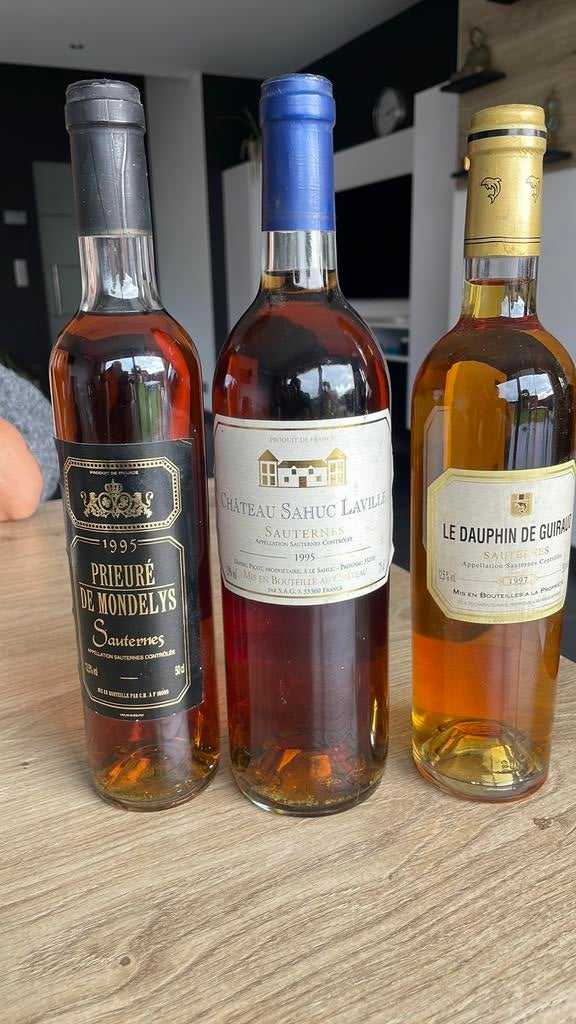 Vieux vin de Sauterne de 1995 et 1997, Collections, Vins, Neuf, Vin blanc, Enlèvement, France