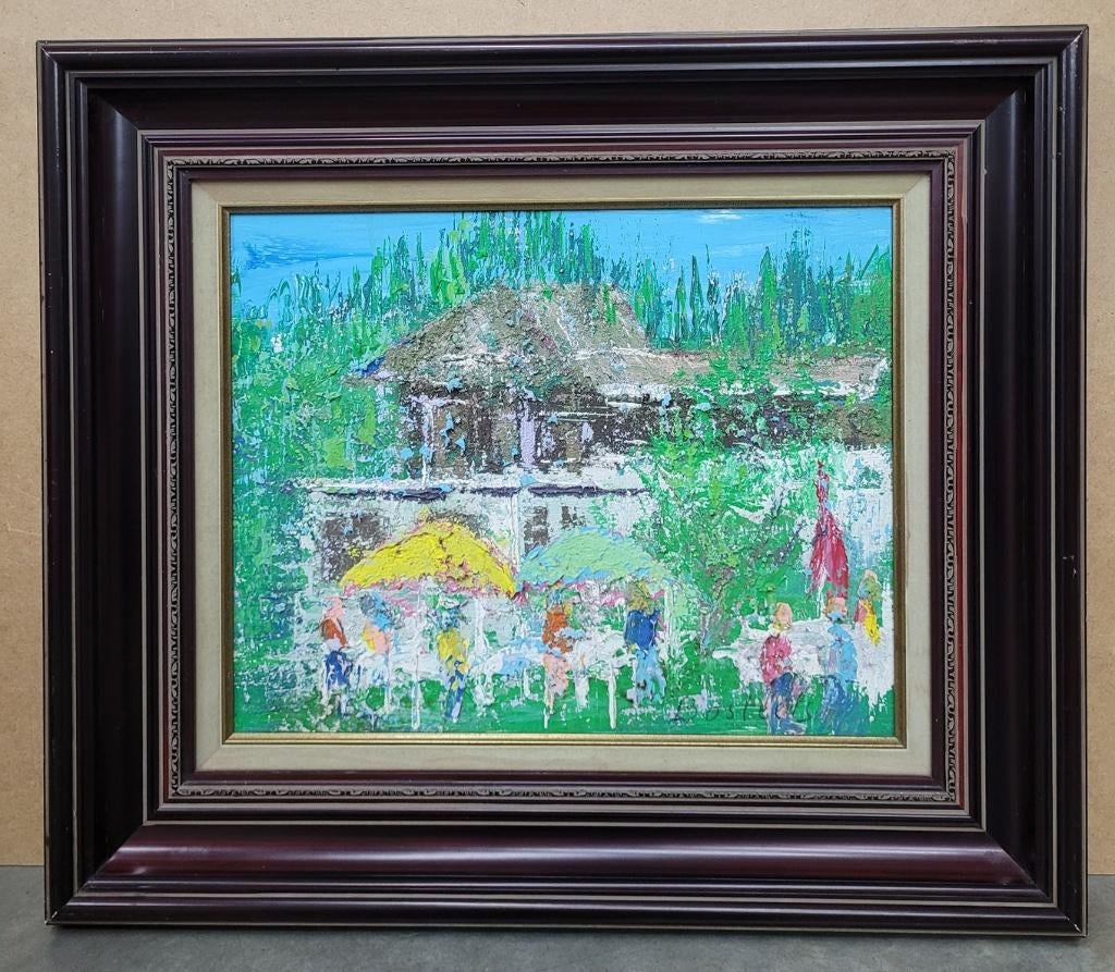 Willy BOSTEELS, een zomers terras, Antiek en Kunst, Kunst | Schilderijen | Klassiek, Ophalen of Verzenden