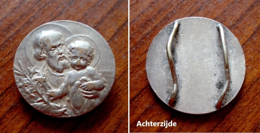 Medaille met kindje Jezus en Sint Jozef, Collections, Envoi, Utilisé, Autres types, Christianisme | Catholique