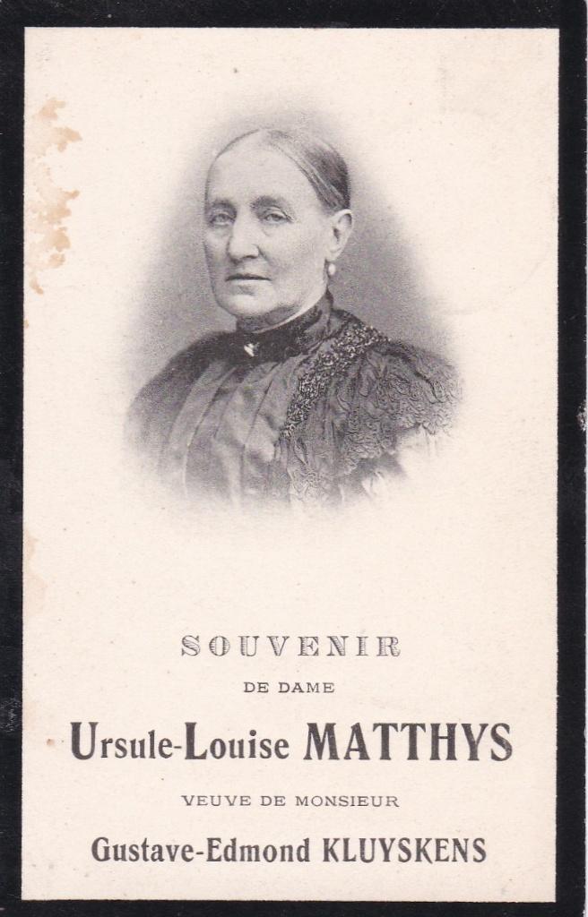 Matthys Ursule   Hundelgem  77 j + Olsene  1906, Ophalen of Verzenden, Bidprentje